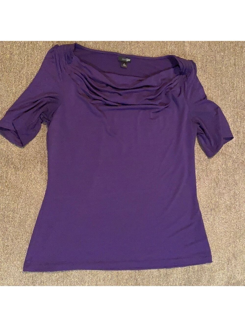 𝅺east 5th women’s plum colored top; size large